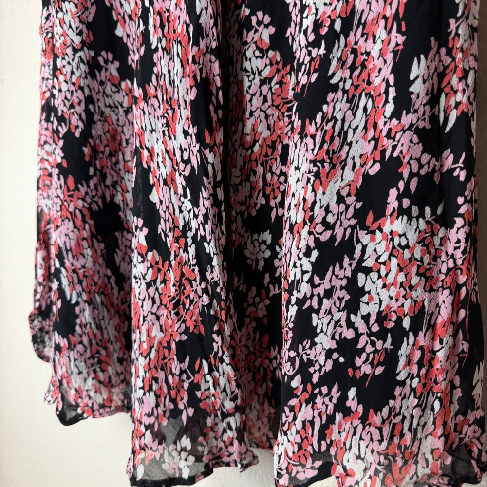 Style Co Woman 16W Black Pink Floral Print Midi Skirt Whimsigoth Flowy Coquette - Picture 3 of 8